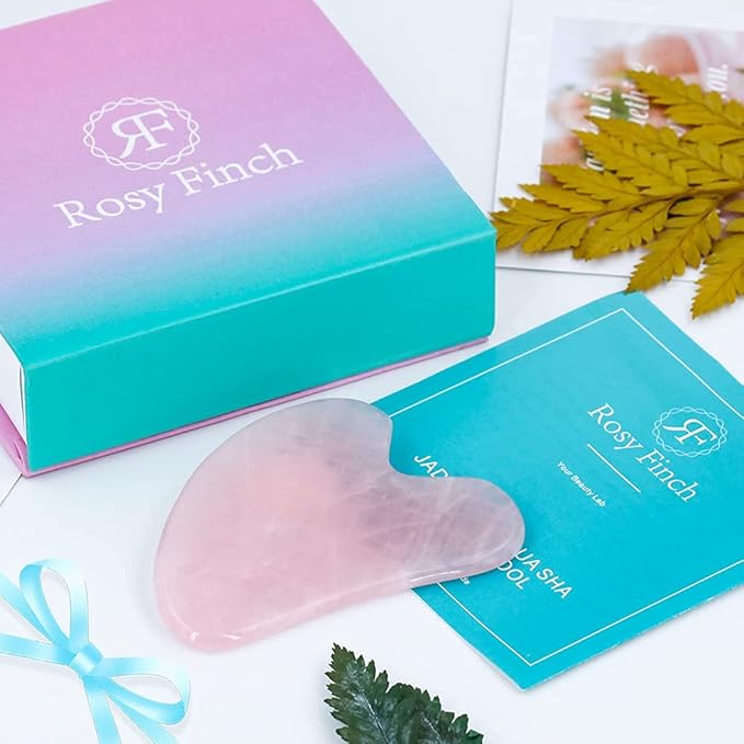 Rosy Finch Gua Sha Massager Tool, Jade Stone Guasha Scraping Massage Tool Jade Roller Massager for Face, Eye Neck Body Muscle Relaxing