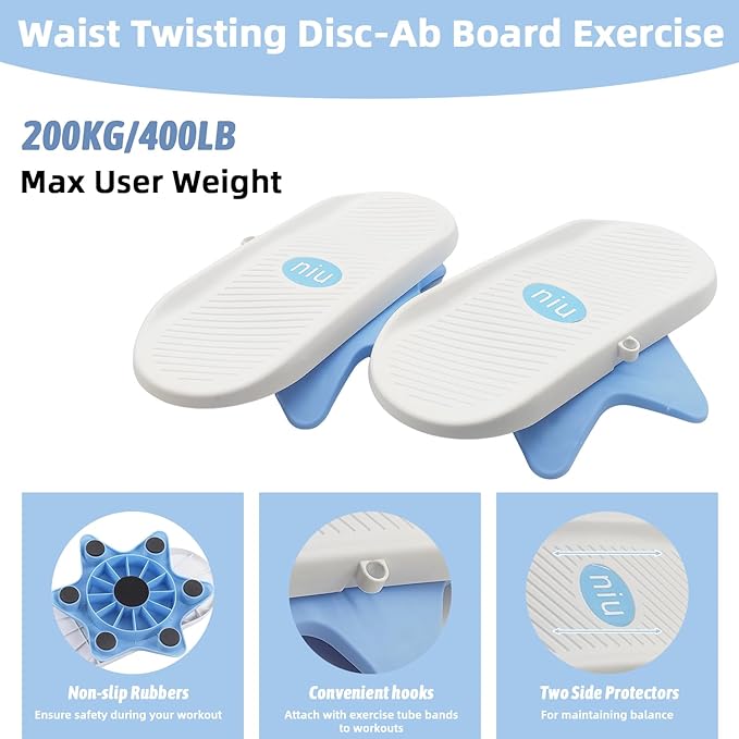 Ab Twister Board for Exercise with Cord Twist Waist Machine Waist Trainer Workout Equipment for Women Belly Fat Workout Equipment Full Body Toning Home Gym (Blue)