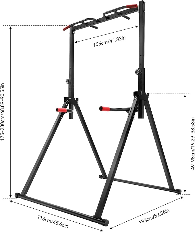Triangular Pull Up Station,Freestanding Pull Up Bar for Home Gym Strength Training Equipment with Anti-slip Knobs,440.92lbs Load-bearing Foldable Power Tower,Adjustable Height Exercise Equipment
