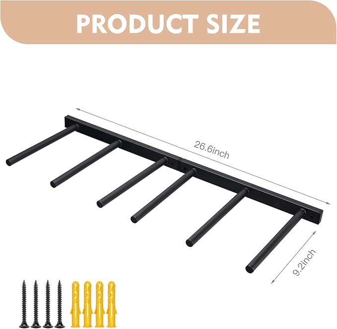 BiJun Wall Mount Jump Rope Rack Multi Use Hoop Rope Holder Organizer Fitness Equipment Storage Rack for Hoops, Foam Rollers Resistance Bands,Home/Gym Storage