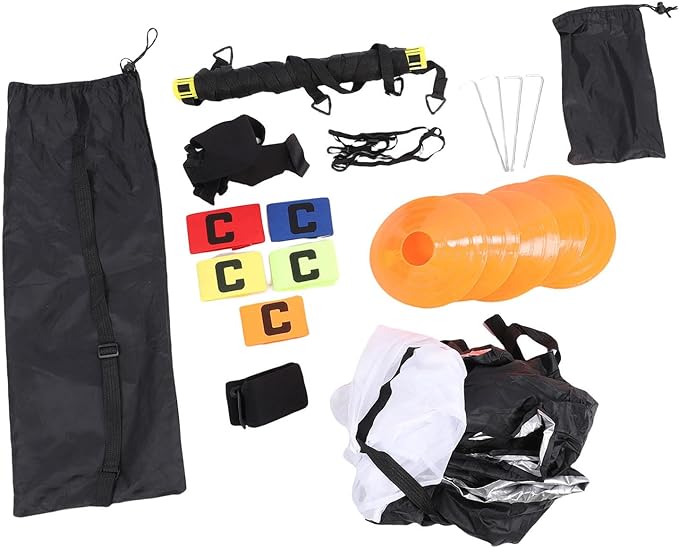 Agilitys Ladder Speed Training Set, Football Soccer Training Equipment with Soccer Cones Running Umbrella Ground Stakes for Teens Adults Athletes