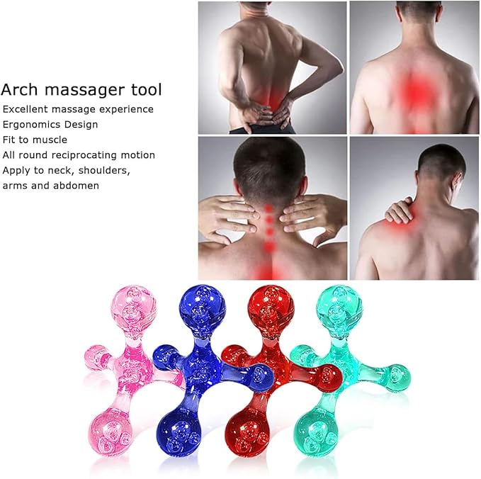 Trigger Point Massage Tools, 2 PCS 4 Point Manual Deep Muscle Tissue Trigger Massager, Handheld Palm Pressure Point Massage Tool, for Neck Shoulder Back Muscle Pain Relief (Pink)