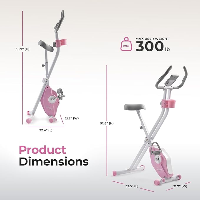 Sunny Health & Fitness Sunny Health & Fitness Smart Folding X-Bike, Portable Compact Exercise Bike for Indoor Cycling Workout, Home Cardio Training Machine, Free SunnyFit App Bluetooth Connect