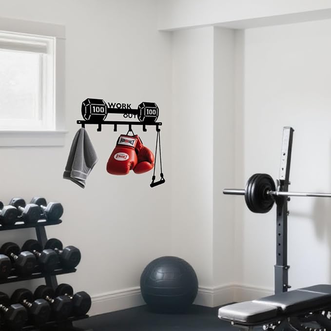 Gym Wall Decor Storage Holder – Motivational Gym Signs & Home Gym Storage Rack for Workout Room – Fitness Accessories & Organization for Garage Gym