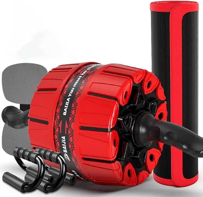 Ab Roller Wheel with Foam Knee Pad Abdominal Workout Equipment Core Exercise Wheel for Man Women Gymnastics Home Gym Core Training Fitness Equipment (Color : Red)