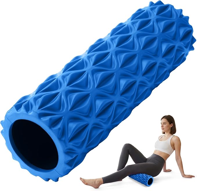 Foam Roller for Deep Tissue Massager, 15" High Density Exercise Patented Roller for Muscle Massage and Myofascial Trigger Point Release Back Roller Improves Mobility (Blue)
