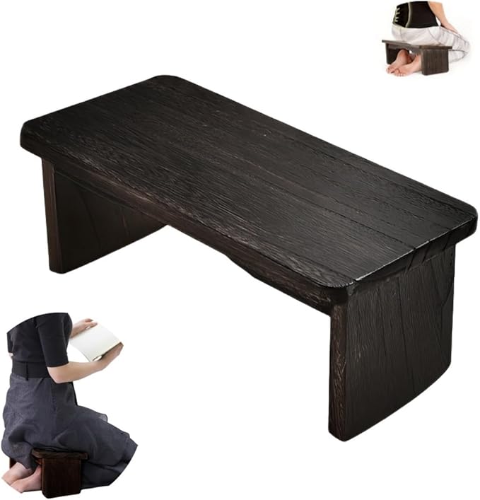 Kneeling Chair,Meditation Bench Kneeling Stool,Perfect Wooden Kneeling Stool Ergonomic Kneeling Meditation Yoga Bench, with Locking Hinges, for Tea Ceremony, Yoga, Praying, Deep Meditation Bench(Black