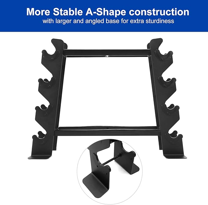 XPRT Fitness Compact Heavy Duty Dumbbell Rack | 400 lbs Capacity 2-Tier Steel Frame | Fits 5–30 lb Dumbbells | Space-Saving A-Frame Design for Home Gym