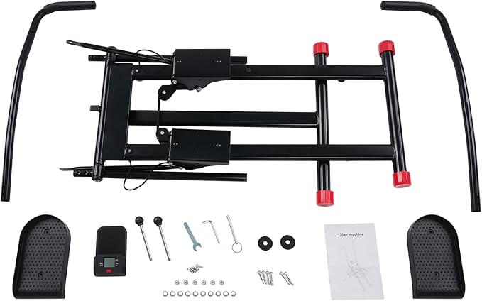 Foldable Stair Stepper Climber for Home Gym, Vertical Cardio & Full-Body Workout Machine with Adjustable Resistance, Handlebar and Pedal, Large Non-Slip Pedals, Up to 220 lb Capacity