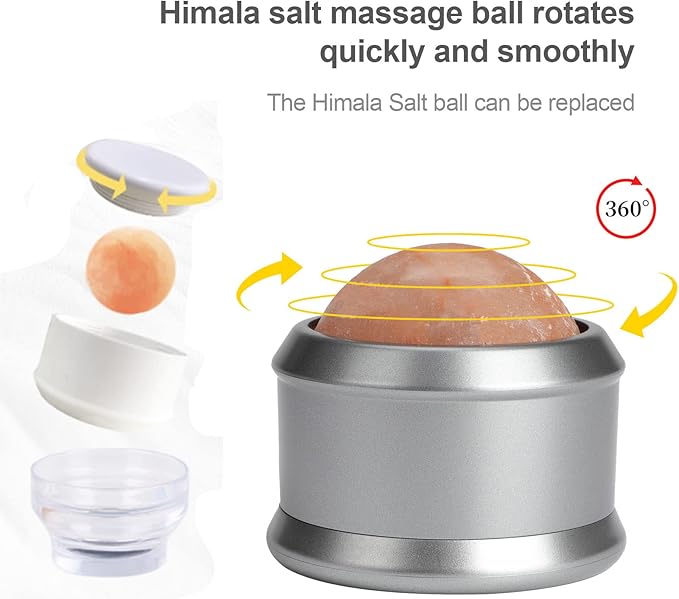 gemshan Massage Roller Ball, Natural Himalayan Salt Ball Roller Hand Massage Toll for Neck,Back,Arm Full Body Massage. (Gray)
