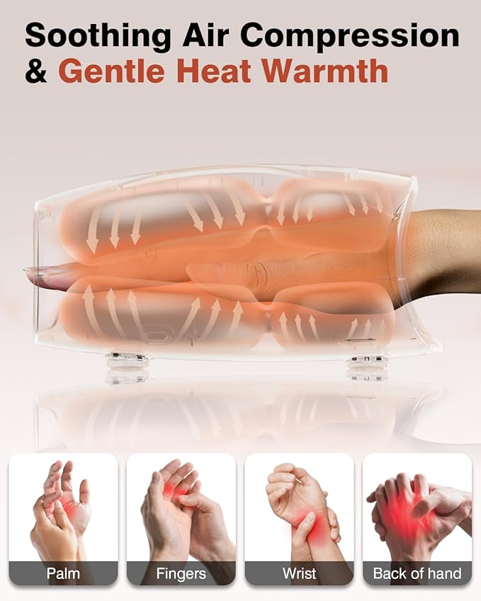 cotsoco Hand Massager, Cordless Electric Hand Massager for Arthritis and Carpal Tunnel, 6 Levels Therapy Massager with Heat and Compression, Birthday Gifts for Women Husband, Gifts for Men Women