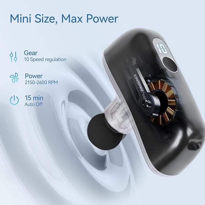KingPavonini Mini Massage Gun with All-in-One Storage Case, 0.5 LBS Pocket-Sized Small Massage Gun Deep Tissue, Portable Percussion Massager for Travel, Gym