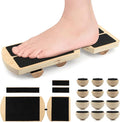 Ankle Balance Board Foot Strengthener Trainer with 12pcs Balls - 300lbs Max Capacity, 18-30° Tilt Adjustment, Wooden Non-Slip Wobble Board for Ankle & Core Stability Training