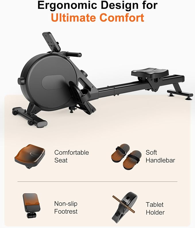 Superun 2026 Upgraded Rowing Machines for Home, Magnetic Rowing Machine with 32 Levels, Rower Machine of Quiet Resistance & 300LBS Weight Capacity, Row Machine with LED Monitor, App Supported