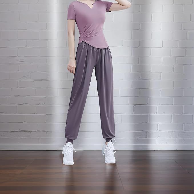Two-Piece Pilates Set For Women, Xxl (135-150 Lb), Breathable, Stretchy Polyester-Spandex, Comfortable For Sports And Casual Wear