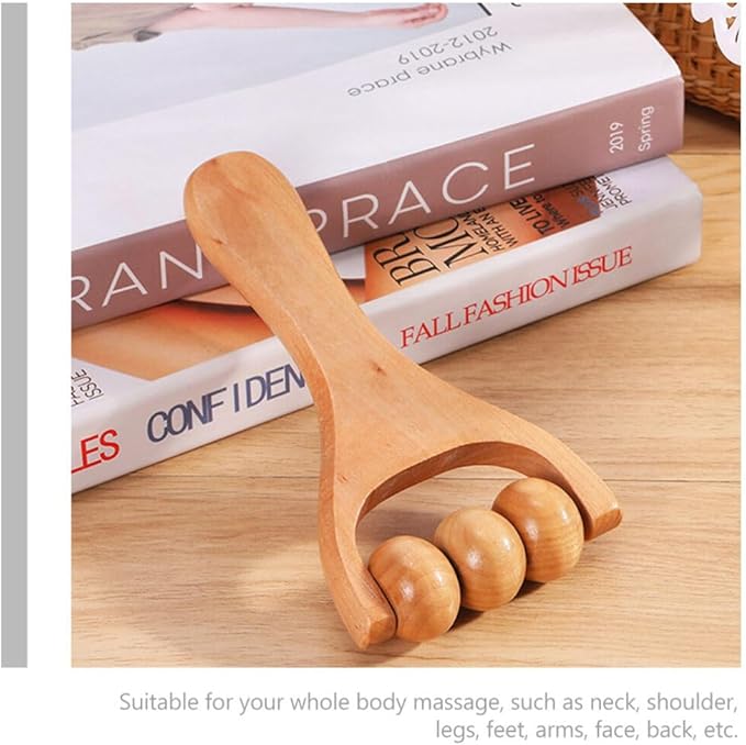 Healifty Wooden Foot Massager Roller Tool for Neck Shoulder Back and Legs - Compact Handheld Acupoint Massage Roller for Muscle Relief and Daily Use 2-Pack