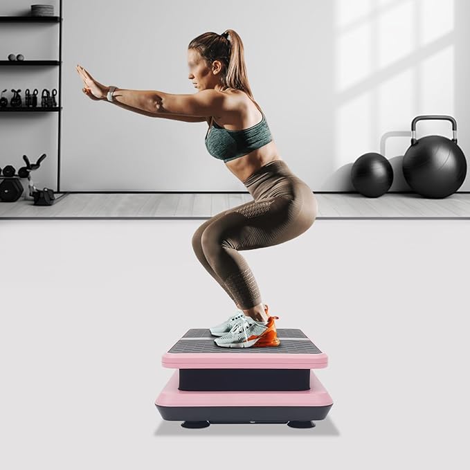 Vibration Plate Exercise Machine, Adjustable Speed, High-Intensity Vibration for Muscle Activation, Full-Body Workout Vibrating Platform w/ Resistance Bands, Fitness Equipment for Strength Tonin