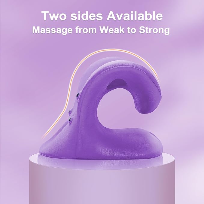 Neck Stretcher with Magnetic Therapy Acupressure for Pain Relief, Neck and Shoulder Relaxer, Chiropractic Pillow, Restore Neck Curve (Purple)