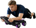 AB Roller Wheel, Four-Wheel Abdominal Roller with Elbow Support, 17.1x16.1in Abdominal Core Training 4 Wheel Roller Equipment, Foldable Dual Handles, Built-In Phone Holder