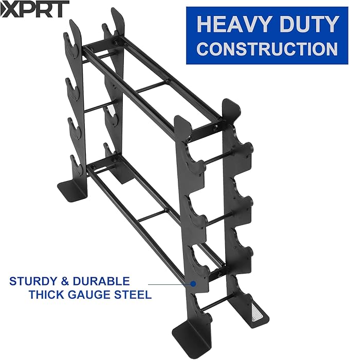 XPRT Fitness Compact Heavy Duty Dumbbell Rack | 400 lbs Capacity 2-Tier Steel Frame | Fits 5–30 lb Dumbbells | Space-Saving A-Frame Design for Home Gym