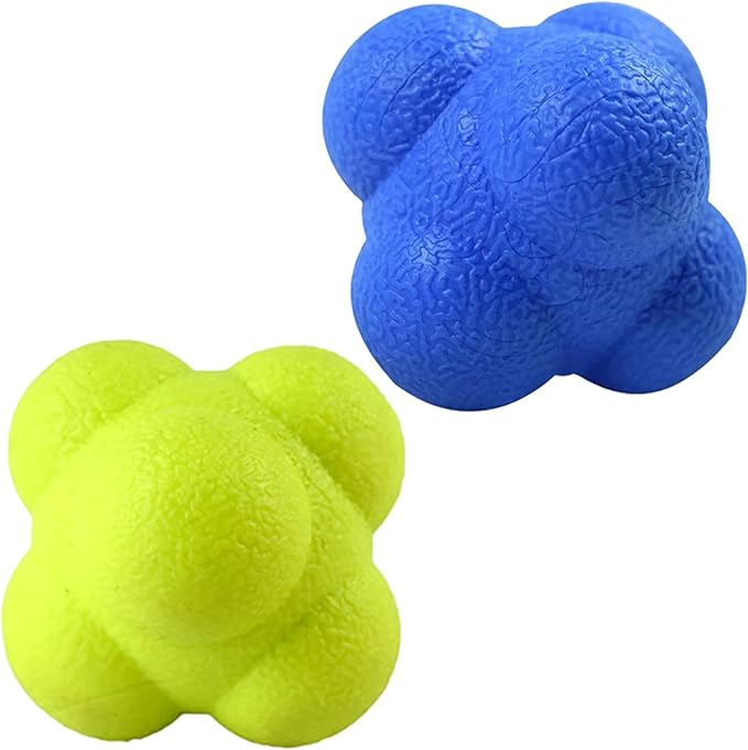 AIRLAXER Reaction Ball,Reflex Ball for Hand Eye Coordination Training,2.83 inch,Pack of 2-Blue,Yellow