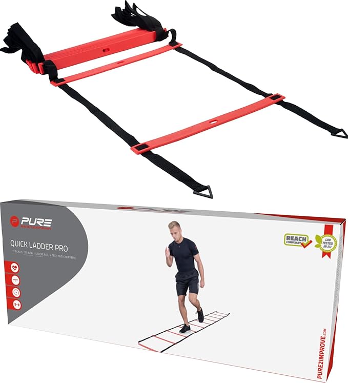 Pure2Improve Unisex's Pro Agility Ladder, Black/White, One Size