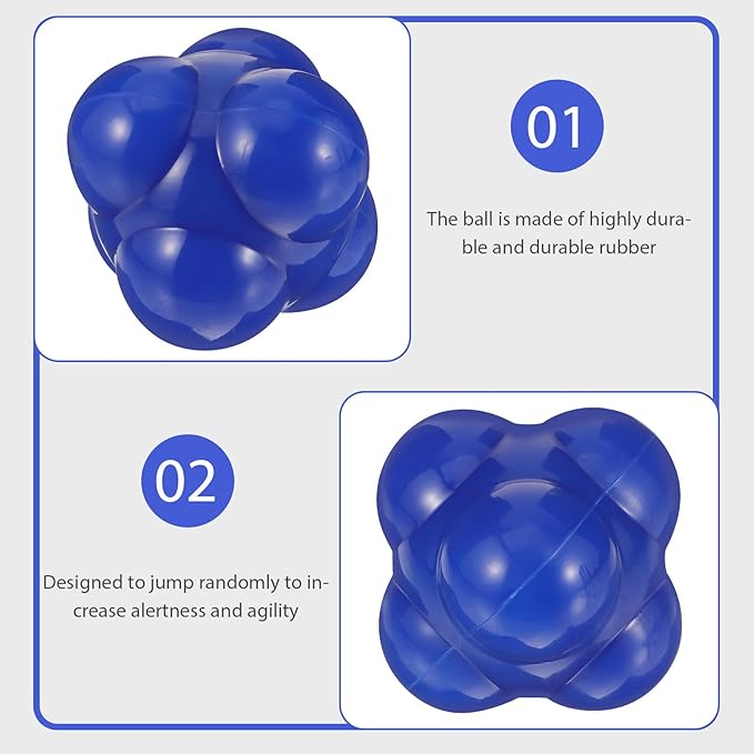 Hexagonal Agile Training Ball 68mm Large Blue Silicone Reaction Ball for Fitness Agility Speed Training Indoor Sports and Goalkeeper Equipment