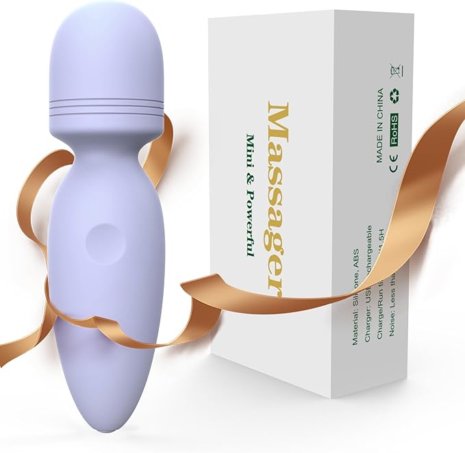 Mini Massager Tools,Small Waterproof Cordless Handheld Massager with 10 Vibration Modes, Personal Handheld Massager for Back（Gray Purple）
