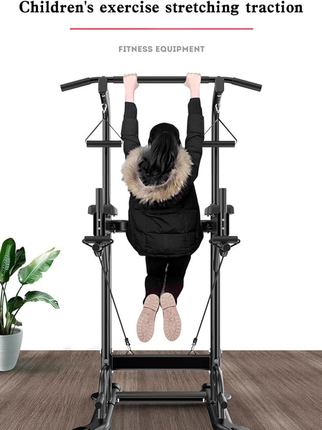 Areyourshop Pull-Up Bars & Squat Bar Power Tower Dip Stands Strength Training for Home Gym Fitness