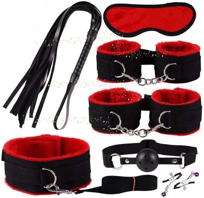Seven Piece Red Nylon Strength Training Set, Exercise Equipment, Pilates Accessories Bring Endless Fun to Life, Couple Gift