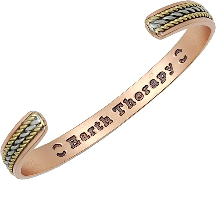 Earth Therapy Elegant Design Magnetic Field Copper Bracelets with Ultra Strength Magnets - Unisex - Adjustable