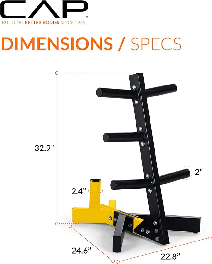 Cap Barbell Olympic Plate Tree Storage Rack, Multiple Colors