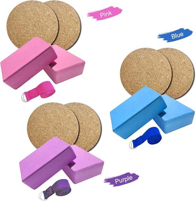 5 Piece Yoga Equipment Set EVA Blocks Cotton Stretching Strap Non Slip Knee Pad Pilates Fitness Kit