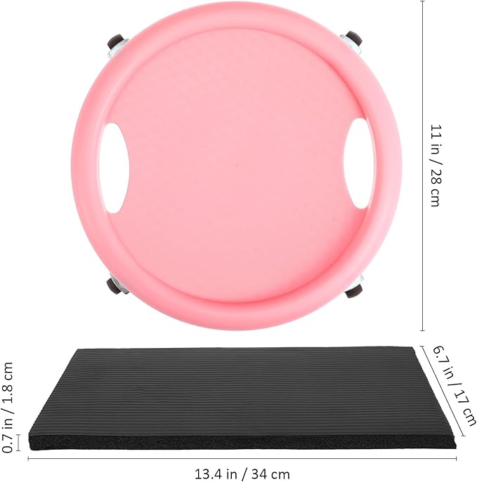 Homoyoyo Four-wheeled Ab Roller Exercise Wheel with Mat, Multi-directional Abdominal Workout Roller for Core Strength Training at Home, Pink Fitness Abdominal Wheel for Men and Women