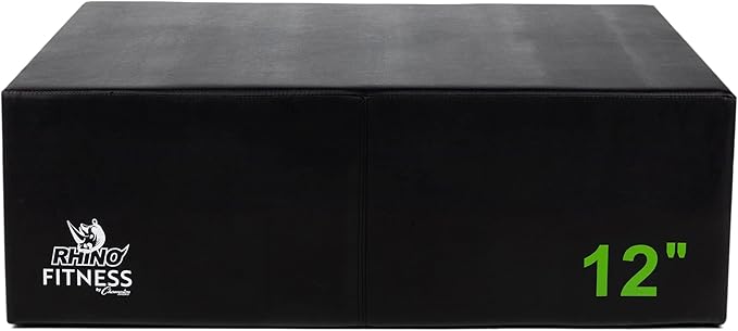 Champion Sports Foam Plyometric Box, Black - Durable Jump Boxes for Training with Handles, Hook and Loop Flaps - Stackable Plyo Box Jumps for Gym - Multiple Sizes