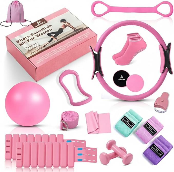 Home Pilates Kit for Women & Men | Better Me Pilates Kit with 14 Inches Pilates Ring and Ball Set, Resistance Bands, Core Sliders, Bag - Full Body Exercise Home Pilates Workout Kit