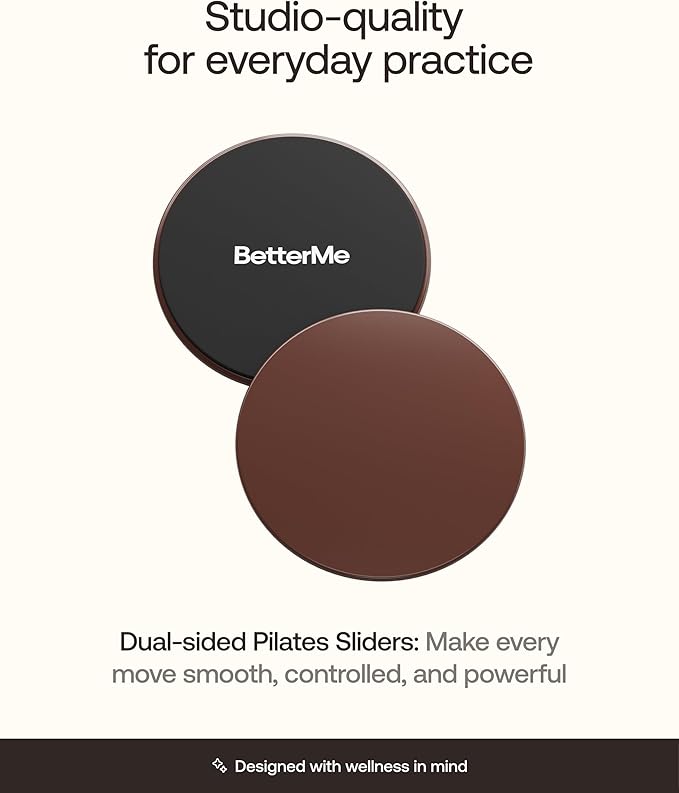 BetterMe Pilates Sliders – Dual-Sided Exercise Sliders for Core Training – Compact Workout Gliders for Home Fitness, Abs & Full Body Workouts