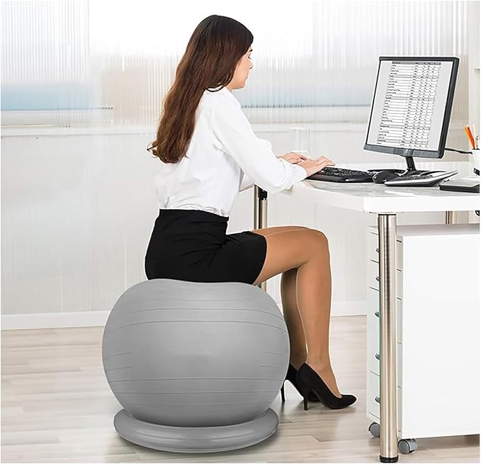 Yoga Ball Chair,Yoga Ball，Exercise Ball, Balance Ball Chair with Adjustable Band & Stability Base Home Yoga Chair for Exercise/Improving Health Pregnancy Birthing Balls Seat(Light Gray,Diameter 75cm (