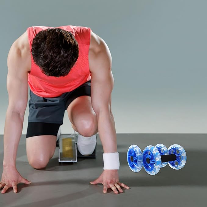 HEMOTON Twin-wheel Ab Roller Fitness Wheel Core Abdominal Exercise Device Blue for Home Gym Strength Training and Weight Loss