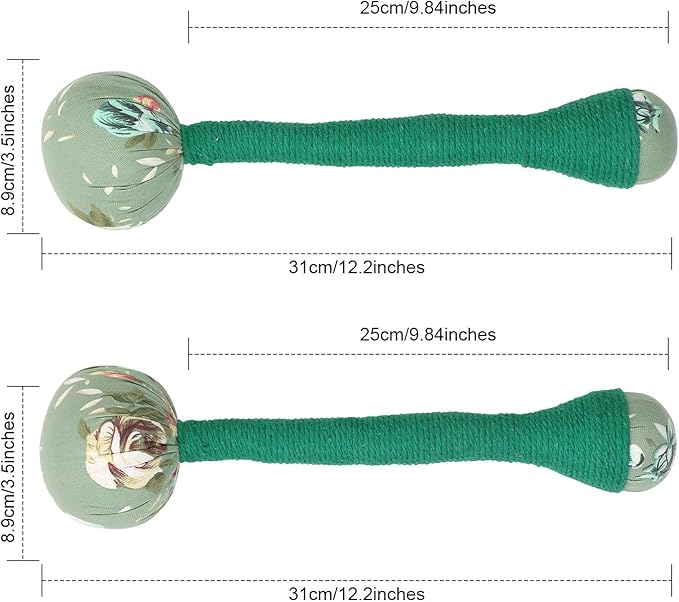 2PCS Long Size Lymphatic Drainage Hammer, Manual Body Massage Hammer, Anti Slip Longer Handheld Herbal Massage Hammer with Two Ends for Back Pain Relief (Light Green)