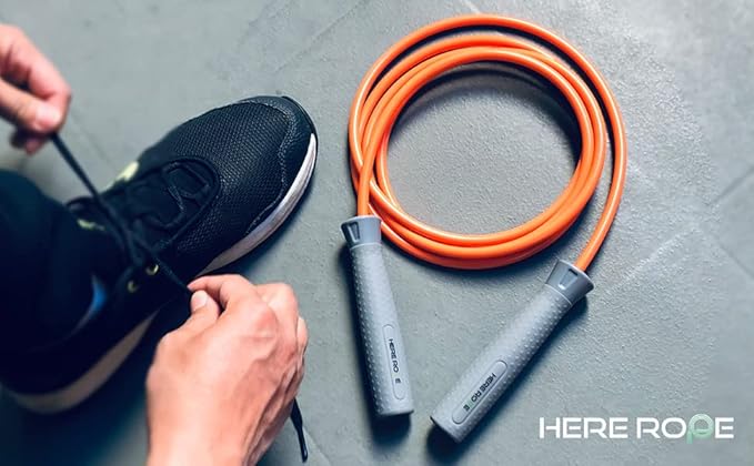 Hererope Weighted Jump Rope, Heavy Jump Rope with Durable 8MM Cable, Ergonomic Grip, Ball Bearing, Adjustable Jump Rope Weighted for Men Women, CrossFit, Muay Thai, MMA, High-Intensity Training