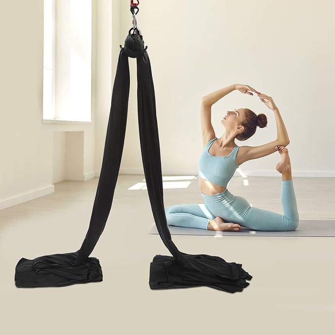 Aerial Yoga Practice Polyester Strap, Yoga Hammock Practice Kit（Black）