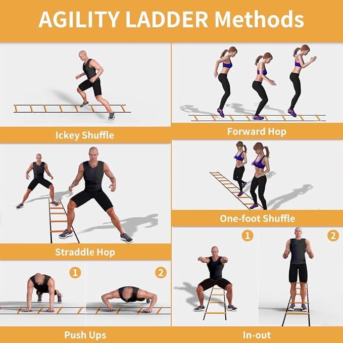 Agility Ladder Speed Training Equipment/Speed Ladders for Football, Soccer & Other Sports - 20 Feet Length 12 Adjustable Rungs
