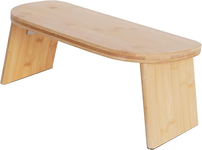 Bamboo Meditation Bench, Foldable & Ergonomic Meditation Stool, Portable Prayer Bench with Cushion, Comfortable Kneeling Chair for Kneeling or Sitting, Coffee