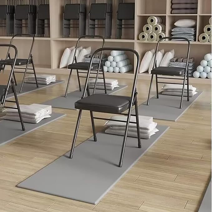 Yoga Auxiliary Chair Pilates Backless Yoga Chair Iyengar Auxiliary Chair with Non-Slip Feet Covers Professional Strength Training Chair,Black-45 * 42 * 80cm