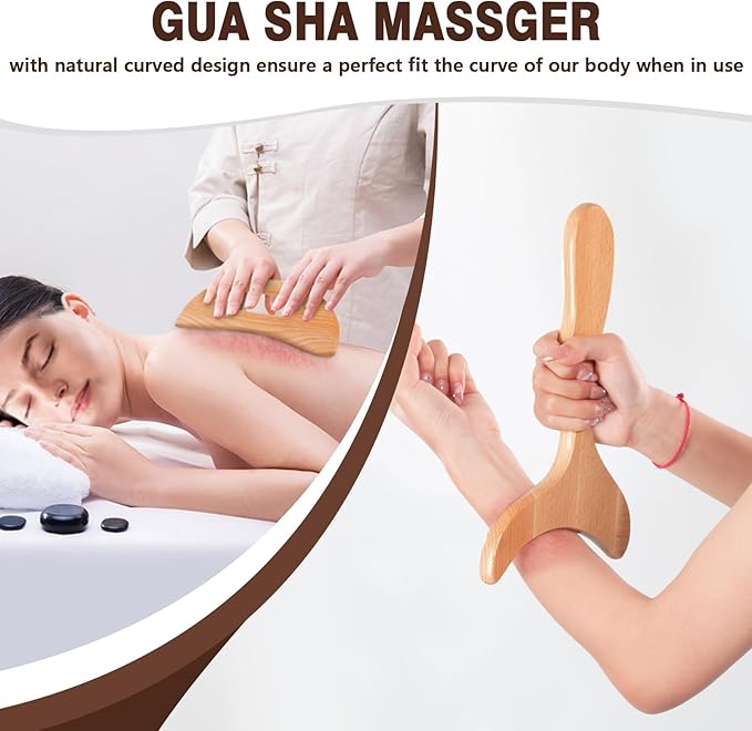 Wood Therapy Massage Tools 7-in-1, Wooden Lymphatic Drainage Massager Body Cellulite Massage Tool, Maderoterapia Kit Cellulite Massager for Body Sculpting,Contouring,Relief Muscle