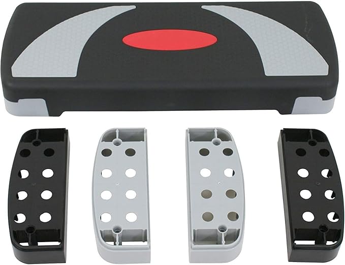 30" Aerobic Step Platform - 3-Level Adjustable Height (4"/6"/8"), Non-Slip Fitness Stepper w/Stackable Risers for Home Gym, Cardio & Strength Training