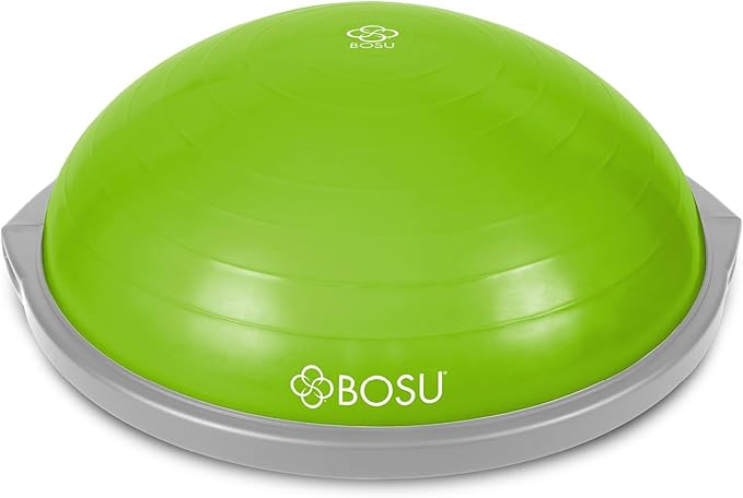 Bosu Balance Ball Exercise Trainer, Home Gym Equipment w/ Guided Workouts & Pump, 26", Blue - Inflatable Fitness Platform for Strength Training, Standing, Balancing, and Core Workout