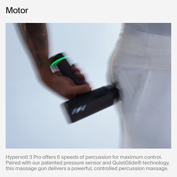 Hyperice Hypervolt 3 Pro – Professional Percussion Massage Gun with QuietGlide Technology | 6 Speeds, Pressure Sensor, Heated Head & 5 Attachments | Deep Tissue Muscle Relief and Recovery