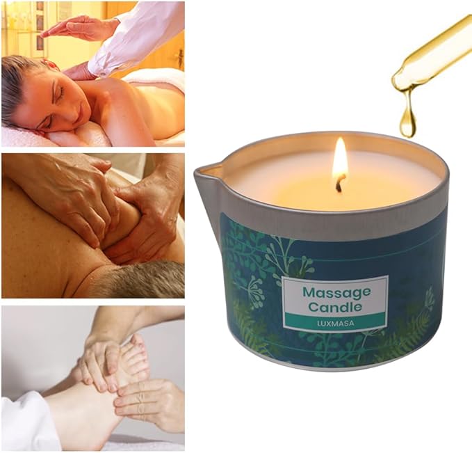 Soy Wax Scented Massage Oil Candles for Couples - Warm Body Oil Candle for Therapy -Low Temp Skin Moisturizing Lotion Candles 6.35OZ (Mystic Ocean Scent)